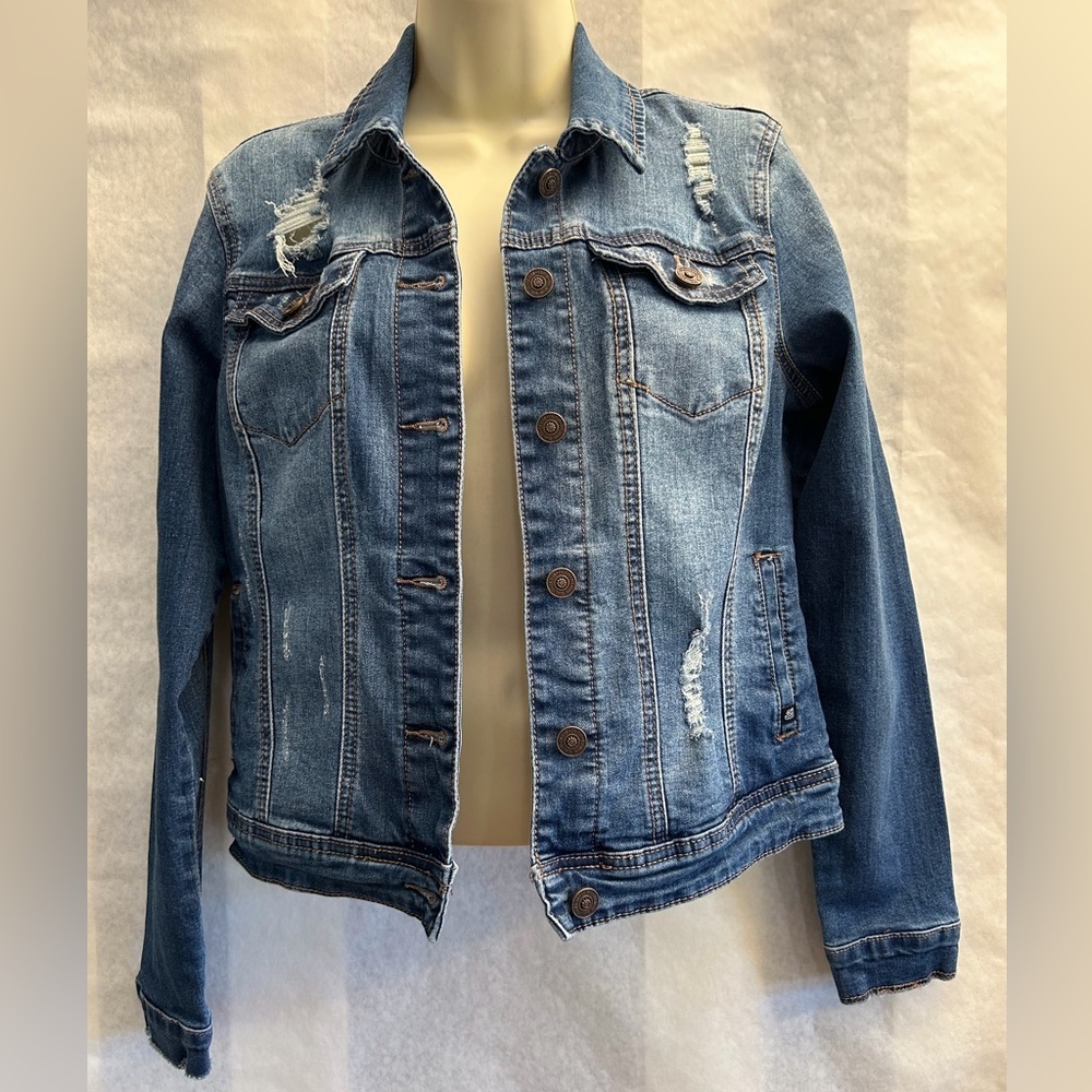 Denim Distressed Jean Jacket by Authentic Denim EN JEAN Collection Sz-M Z12 - Picture 2 of 10